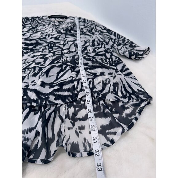 Soft Surroundings Size PL Semi Sheer Black White Tunic Blouse Cover Up - Picture 5 of 10